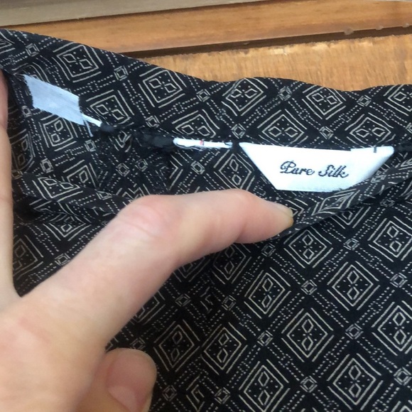 Pure Silk black and white flowy pants - Picture 4 of 8